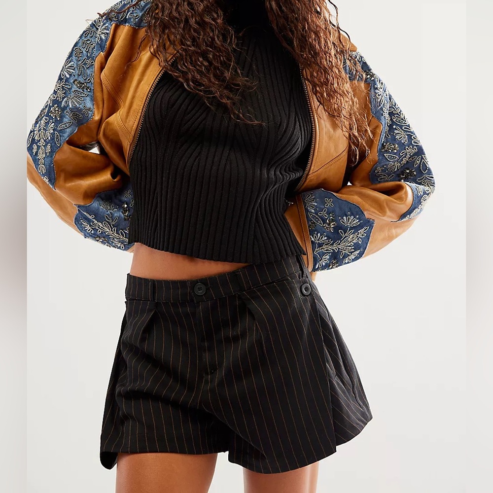 Free People Brookside Trouser Pinstripe Shorts
